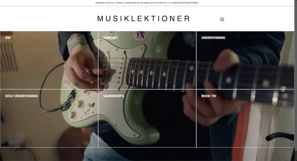 En færdiglavet hjemmeside til en musikunderviser, lavet af GranumWeb