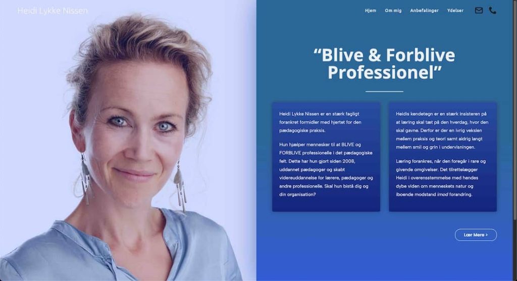 En færdiglavet hjemmeside til Heidi Lykke Nissen, lavet af GranumWeb.