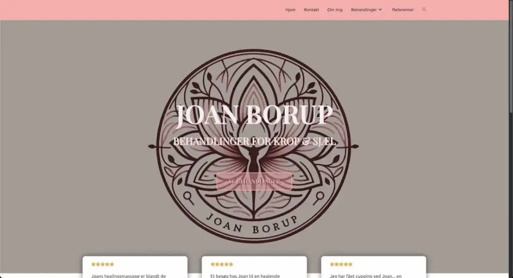 En færdiglavet hjemmeside til Joan Borup, lavet af GranumWeb