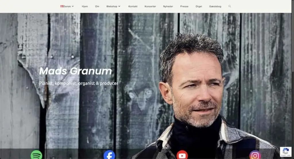 En færdiglavet hjemmeside til Mads Granum, lavet af GranumWeb.